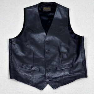 Vintage Scully Black Leather Vest Size 42